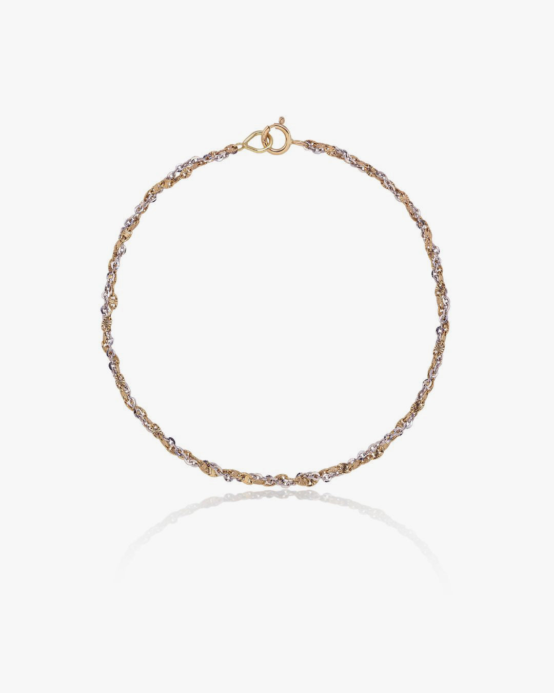 Bracciale Treccia Oro Giallo e Bianco