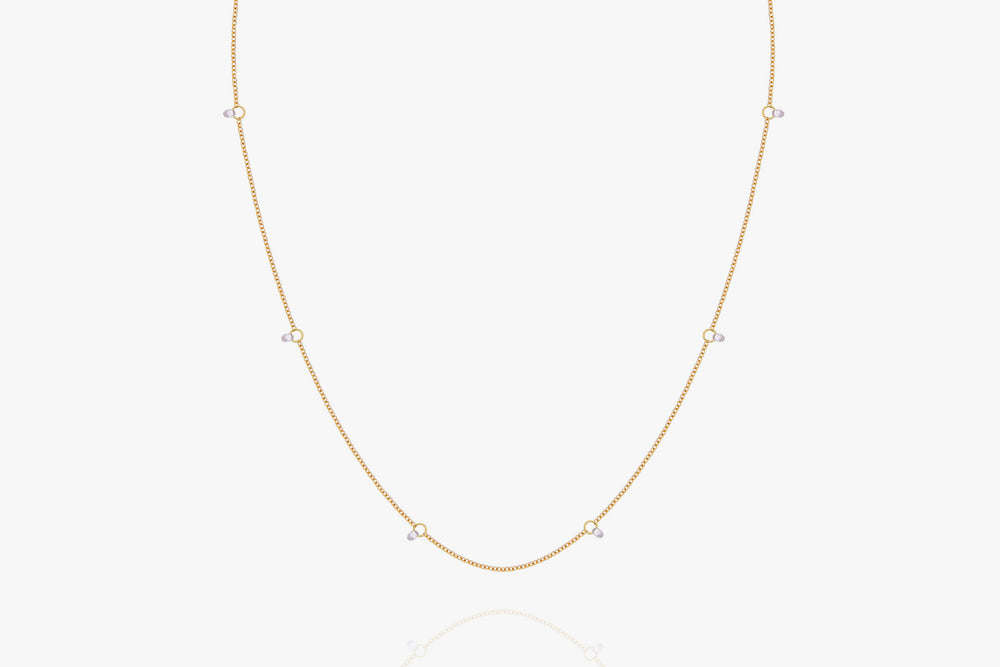 Collana Un Filo Di Luce Briolette 6 Diamanti Bianchi