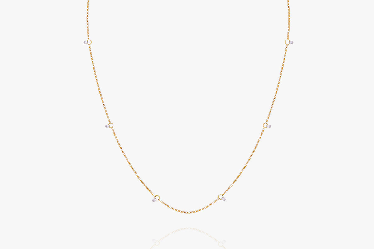 Collana Un Filo Di Luce Briolette 6 Diamanti Bianchi